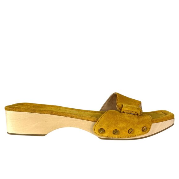 Veronica Beard Davina Suede Slip-On Sandals in Saffron Yellow Leather Size 8 - Picture 7 of 12